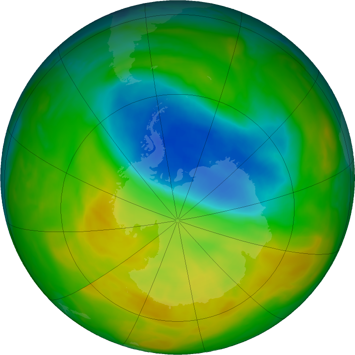 Antarctic ozone map for 06 November 2019